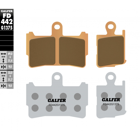 Galfer, brzdové desky KH499/4 Sintered (zlaté) SPORT