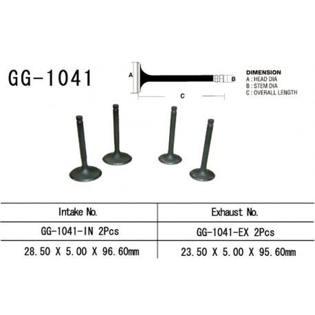 Vesrah, sací ventil, Honda XR 250R '96-'04 (2 ks na moto) (28,5X5,0X95,6 mm) (OEM: 14711-KCZ-000) (1ks)