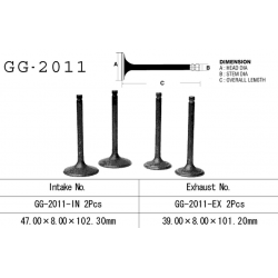 Vesrah, sací ventil, Yamaha XV 1100 '89-'99, XVS 1100 '99-'09, XV 920 '81-83' (OEM: 2J2-12111-00,2J2-12111-01) (1ks)