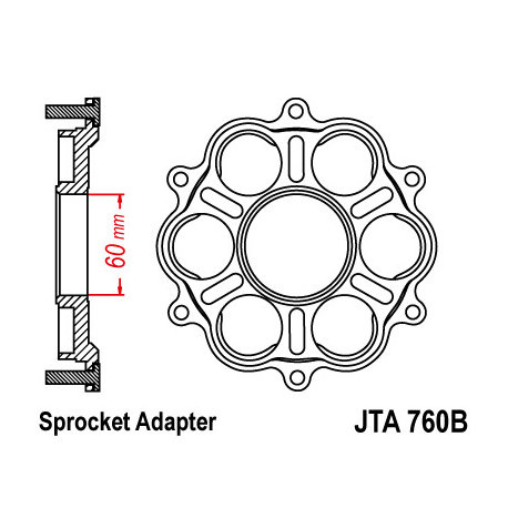 JT, adaptér zadní rozety, Ducati 1098/1099/1198, MULTISTRADA 1200, DIAVEL 1198