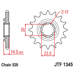 JT, přední řetězové kolečko, s gumovou výplní, Honda CRF 450 L-K '19 (JTF1345.13RB)* (řetěz 520)