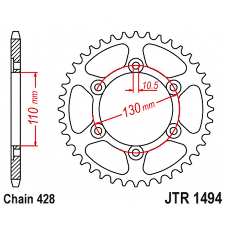 JT, rozeta 1494 56 Kawasaki NINJA 125/Z 125 '19 (JTR1494.56)* (řetěz 428)