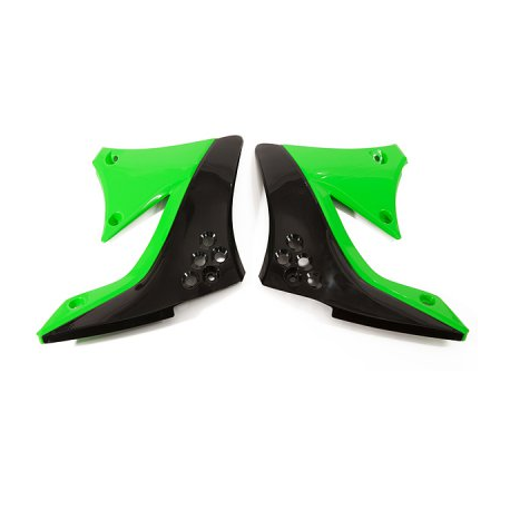 UFO, kryty chladičů, Kawasaki KXF 450 '09-'11 barva OEM (zelená/černá)