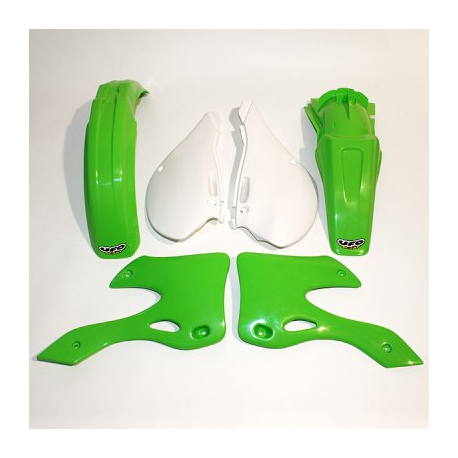 UFO, sada plastů, Kawasaki KX 125/250 '00-'02 barva OEM (zelená/bílá) (KA200E999)