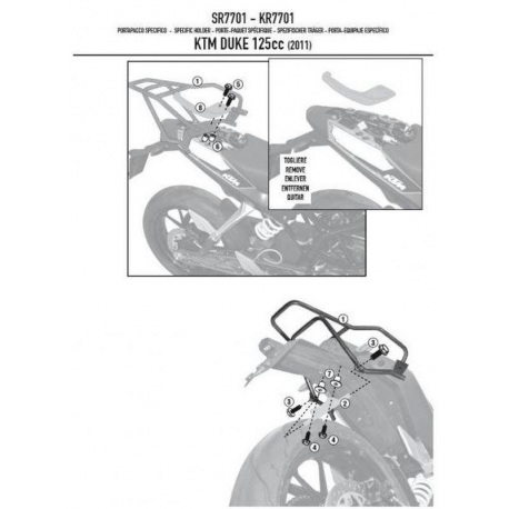 Kappa, nosič centrálního kufru, KTM DUKE 125/300/390 (11-15) (bez plotny)