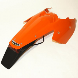 UFO, zadní blatník, KTM SX '03-'06, EXC '03-'07, blatník s tabulkami a světlem, oranžová barva