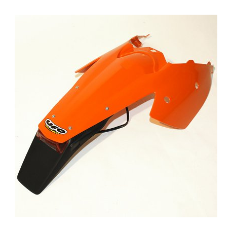 UFO, zadní blatník, KTM SX '03-'06, EXC '03-'07, blatník s tabulkami a světlem, oranžová barva