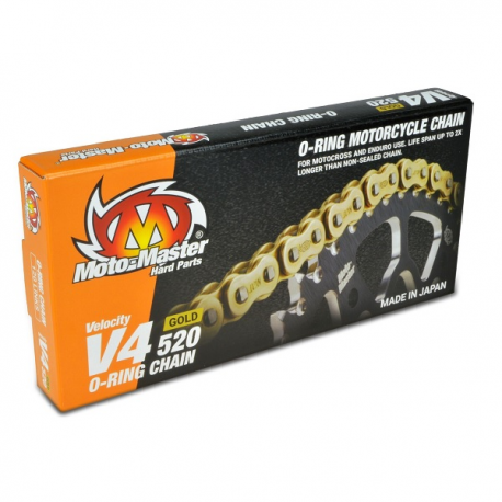 Moto-Master, řetěz V4-520G O-RING, řetěz, zlatá barva (120 článků, nýtovací spojka)