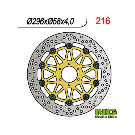 NG, přední brzdový kotouč, Honda CBR 600/900, VTR 1000F (296x58x4) (6X6,5mm) plovoucí