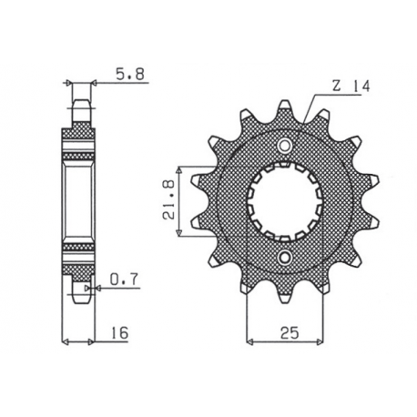 SUNSTAR ZĘBATKA PRZEDNIA 2075 15 DUCATI MONSTER 797 '17-18, SCRAMBLER 800 '17-18, SUPERSPORT 939 '17-18 (JTF736.15) (ŁAŃC. 520)