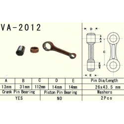 Vesrah, ojniční sada, Yamaha YFM 125 (YFM125) GRIZZLY '04-'13, YFM 125 (YFM125) HUNTER '05-'08, YFA 125 (YFA125) BREZZE '89-'04