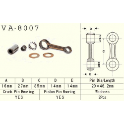 Vesrah, ojniční sada, Kawasaki KX 60 (KX60) '85-'04, KX 65 (KX65) '00-'17 (VA8007) (MADE IN JAPAN)