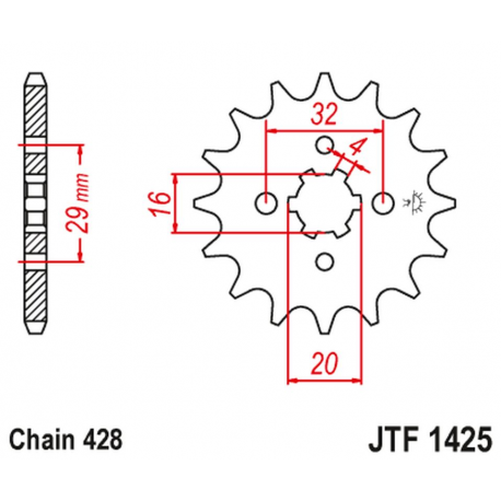 JT, přední řetězové kolečko, 425 15 Suzuki GSXR 125 17-18, RG 80 86-87, GSX 125S 17-18 (JTF1425.15)* (řetěz 428)