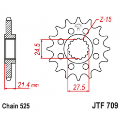 JT, přední řetězové kolečko, 2150 17 Aprilia 750/900 DORSODURO/ABS '07-'19, SHIVER/GT/ABS '07-'19 1200 DORSODURO/ABS '11-'16 (JT