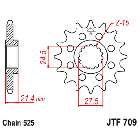 JT, přední řetězové kolečko, 2150 17 Aprilia 750/900 DORSODURO/ABS '07-'19, SHIVER/GT/ABS '07-'19 1200 DORSODURO/ABS '11-'16 (JT