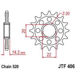 JT, přední řetězové kolečko, BMW G 310GS '19, G310R '19-'19 (JTF406.15)* (řetěz 520)