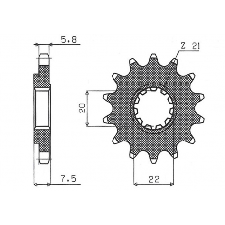 Sunstar, přední řetězové kolečko 2120 14 Honda CR 125R '04-'07, CRF 250R/X '04-'17 (JTF1323.14) (řetěz 520) (212014JT)