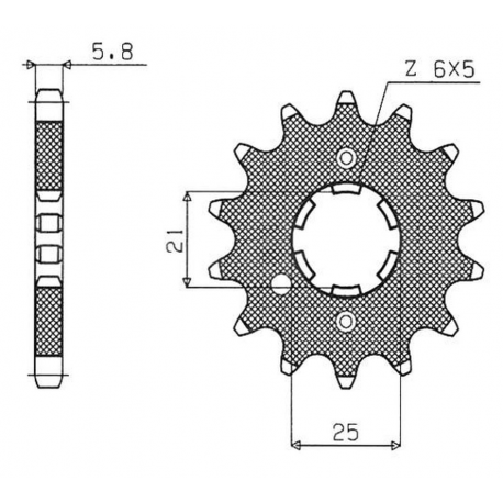 Sunstar, přední řetězové kolečko 569 15 Kawasaki KX 250 '87-'98, Yamaha YZ 250 '77-'98 (JTF569.15) (řetěz 520) (56915JT)