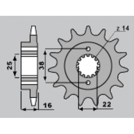 SUNSTAR ZĘBATKA PRZEDNIA 2075 14 DUCATI MONSTER 797 '17-18, SCRAMBLER 800 '17-18, SUPERSPORT 939 '17-18 (JTF736.14) (ŁAŃC. 520)