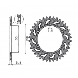 Sunstar, rozeta 270 50 Yamaha YZ/YZF/WRF '99-'18 ERGAL, černá (JTR251.50) (řetěz 520) (27050JT)