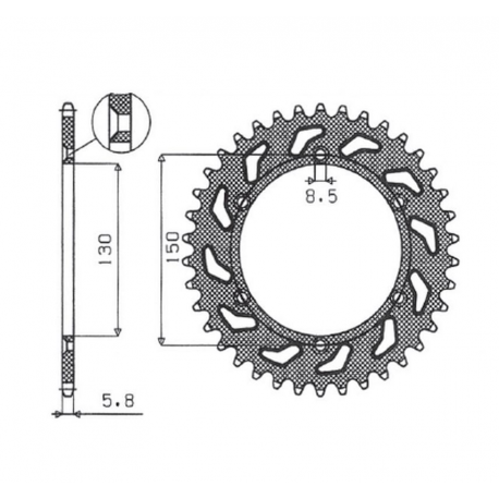 Sunstar, rozeta 270 50 Yamaha YZ/YZF/WRF '99-'18 ERGAL, černá (JTR251.50) (řetěz 520) (27050JT)