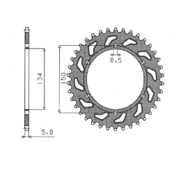 Sunstar, rozeta 489 50 Kawasaki KX/KXF `84-18 ERGAL, černá (JTR460.50) (řetěz 520) (48950JT)