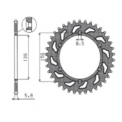 Sunstar, rozeta 702 50 Husqvarna SM 610 (08-09), Suzuki DR350 (90-03), RGV 250 (91-96) ERGAL, černá (JTR822.50) (řetěz 520)