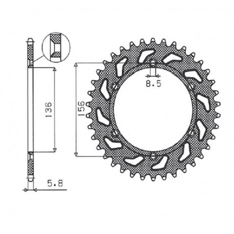Sunstar, rozeta 702 50 Husqvarna SM 610 (08-09), Suzuki DR350 (90-03), RGV 250 (91-96) ERGAL, černá (JTR822.50) (řetěz 520)