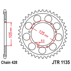 JT, rozeta Aprilia RX 125 E4 '18-19 (JTR1135.62)* (řetěz 428)
