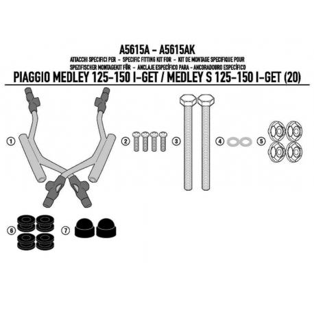 Kappa, montážní sada plexi, 7057AK Piaggio Medley 125-150 i get / Medley S 125-150 i get (20)