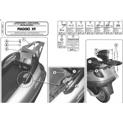 Kappa, nosič centrálního kufru, PIAGGIO X9 125-180-250 (00-02), X9 200-250-500 Evolution (03-08), X9 500 (01-02) (bez plotny)
