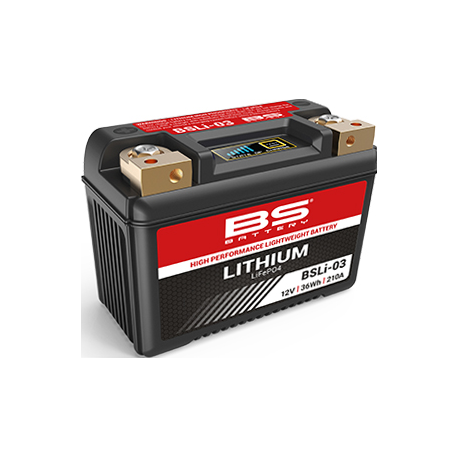 BS, Lithium akumulátor, LIFEPO4 BSLI-03 (134X65X92) (210A,36WH,3AH) (YTX7A-BS,YT7B-BS,YT9B-BS,YTX