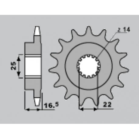 Sunstar, přední řetězové kolečko 2114 15 Ducati 848 '08-13, 749 '03-'06, HYPERMOTARD 1100 '07-12, MONSTER 1100 '09-13, 1198 '09-