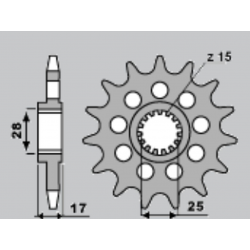 Sunstar, přední řetězové kolečko 2249 15 Ducati PANIGALE 1199/1299 '12-'16 (JTF749.15) (řetěz525) (224915)