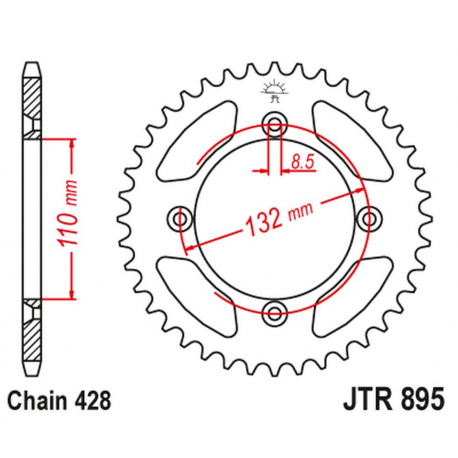 JT, rozeta 4486 49 duralová RACELITE KTM SX 85 '04-'18, 105 XC '07-'11 (448649JTA) (řetěz 428), černá barva,