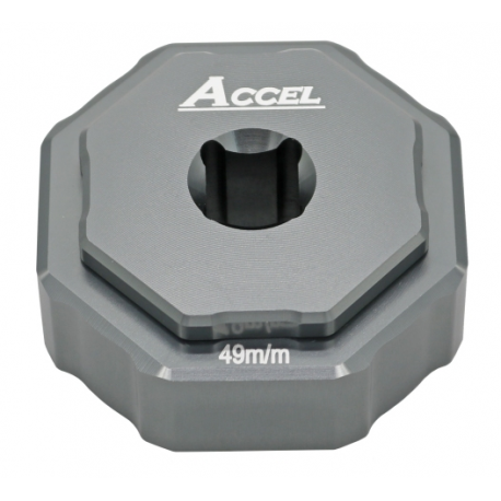 Accel, přípravek servis předních tlumičů, dvoukomorové KAYABA (KYB) horní matice 49mm (KAYABA) (Honda, Kawasaki, Yamaha)
