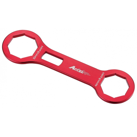 Accel, přípravek servis předních tlumičů, SHOWA 47/48mm, 47/48 SFF , pro horní osmihrannou matici 50mm ( Honda, Kawasaki)