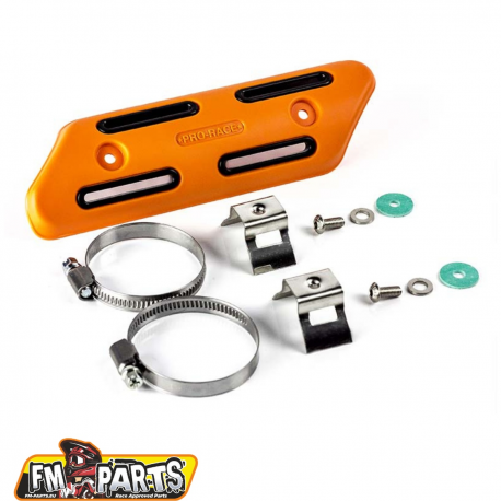 FM-Parts, univerzální kryt výfukového kolena 4T, oranžová barva