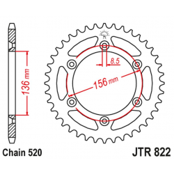 JT, rozeta 702 50 duralová RACELITE Husqvarna SM 610 (08-09), Suzuki DR350 (90-03), RGV 250 (91-96) (70250JTA)