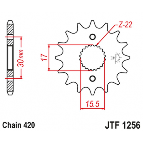 JT, přední řetězové kolečko 332 13 Honda CRF 50F '04-'12, XR 50 '00-'03 (33213JT) (řetěz 420)