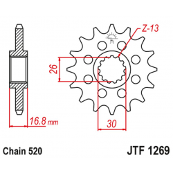JT, přední řetězové kolečko 347M 15 Honda CBR 600/900/929/954/1000, VTR 1000 SP1/2 (347M15JT) (řetěz 520)