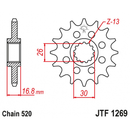 JT, přední řetězové kolečko 347M 15 Honda CBR 600/900/929/954/1000, VTR 1000 SP1/2 (347M15JT) (řetěz 520)