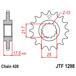 JT, přední řetězové kolečko 2048 17 Honda CBR 250 '90-00' VT/VTR 250 '89-90' (204817JT) (řetěz 428)