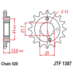 JT, přední řetězové kolečko 2093 14 Kawasaki ZX6R '03-'06 (2093M14JT) (řetěz 520)