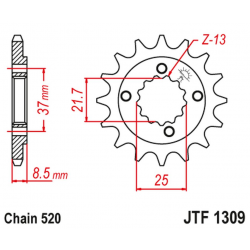 JT, přední řetězové kolečko 350 16 Honda XR 600R '91-'00, TRX 400EX /X '05-'14 Polaris Predator 500 '03-07' (35016JT) (řetěz 520
