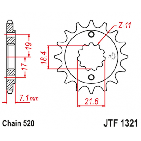 JT, přední řetězové kolečko 2067 12 Honda CBF 250, XR 250R (206712JT) (řetěz 520)