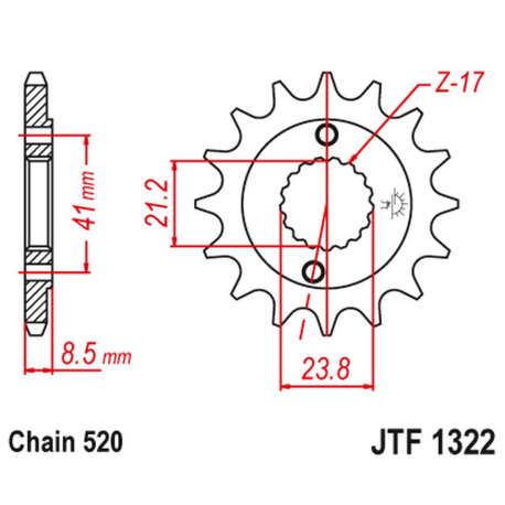 JT, přední řetězové kolečko 2071 13 Honda XR 400 '96-'05, TRX 400 (207113JT) (řetěz 520)