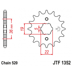 JT, přední řetězové kolečko 337 14 Honda TRX 250/300 '87-09', CR 250 '82-85', CR500 '84-85' (33714JT) (řetěz 520)