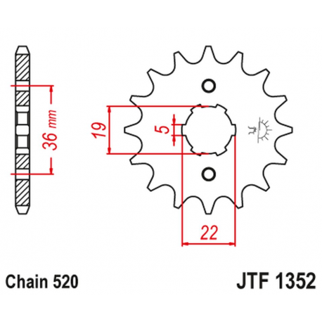 JT, přední řetězové kolečko 337 14 Honda TRX 250/300 '87-09', CR 250 '82-85', CR500 '84-85' (33714JT) (řetěz 520)