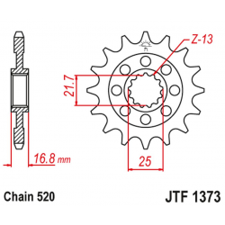 JT, přední řetězové kolečko 2042 16 Honda NC 750X/S/DCT '14-'15, INTEGRA 750 DCT '14-'15 (204216JT) (řetěz 520)